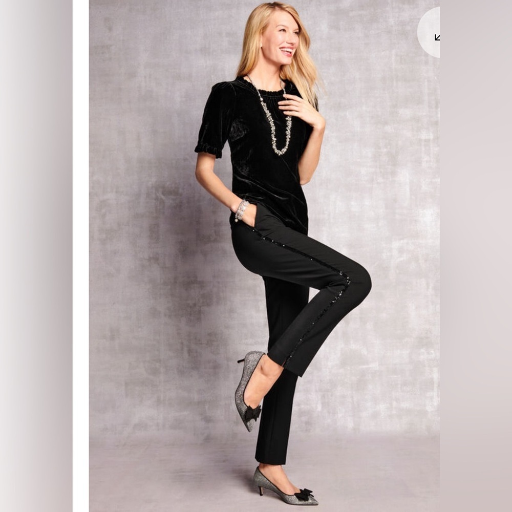 TALBOTS HAMPSHIRE ANKLE PANTS - SEQUIN STRIPE